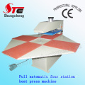 CE Certificate Full Automatic Pneumatic Four Station Heat Press Machine T-Shirt Heat Transfer Machine Stc-Qd03